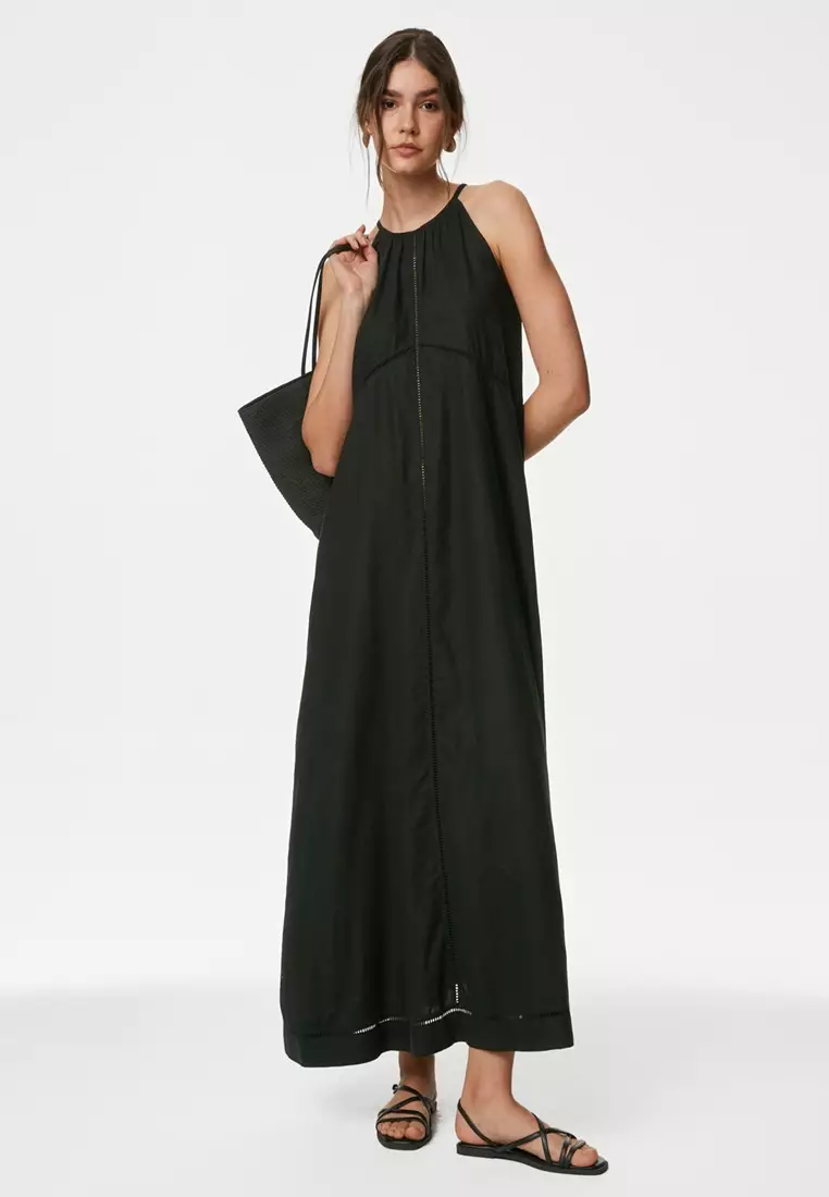 Buy MARKS SPENCER Linen Rich Halter Neck Maxi Shift Dress 2025