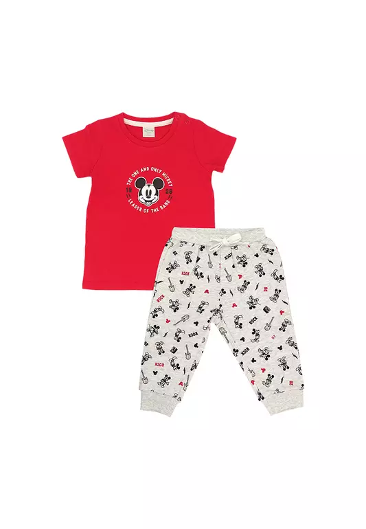 Disney Baby Mickey "Born to Rock" Newborn Outerwear Regular T-Shirt and Jogger Set