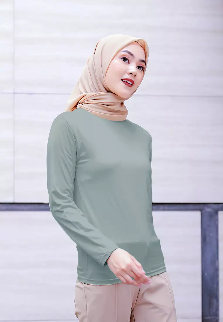 Cotton Bee - Manset Lengan Panjang Aneisha Inner Rayon - Ice Green - XL 