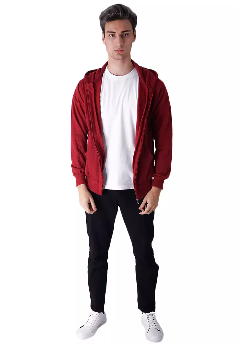 Jaket Polos Hoodie Zipper Sweater Warna Marun