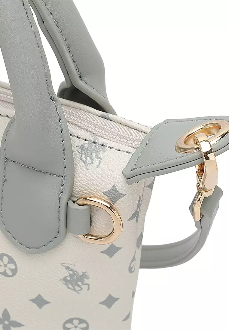 Women's Monogram Top Handle Bag / Sling Bag / Crossbody Bag - Grey