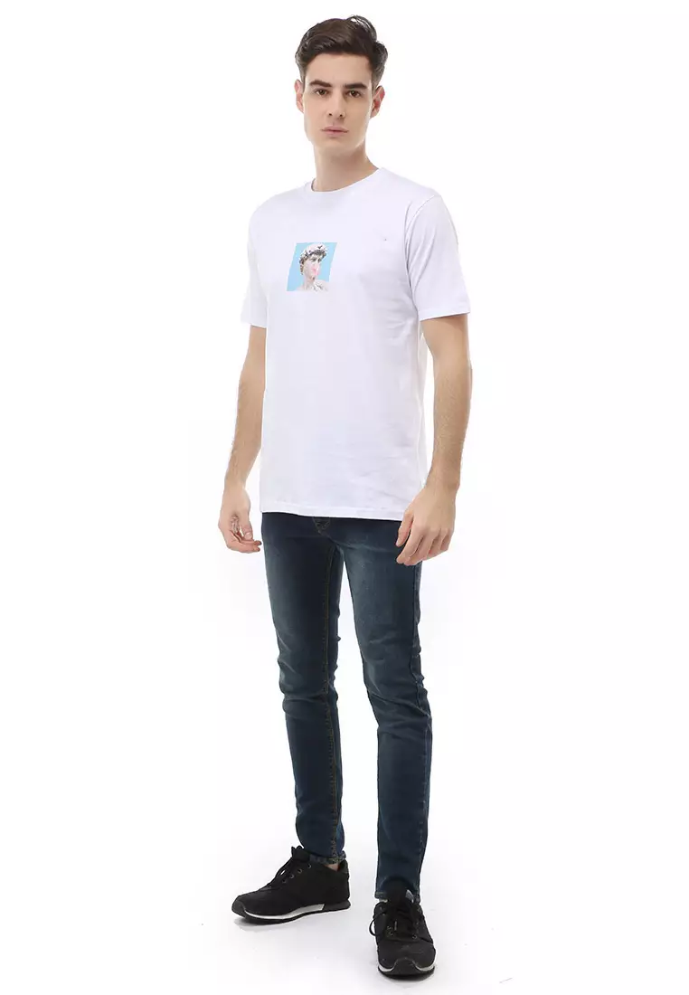 Jack T-Shirt Atasan Kasual Kaos Pria Patung Parody Lengan Pendek Material Cotton ORIGINAL - White