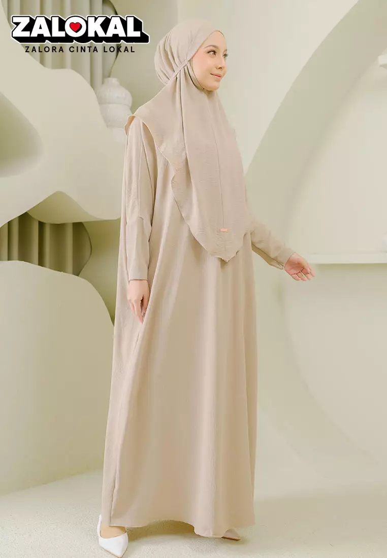 Hafsha Abaya Set Nude Cream
