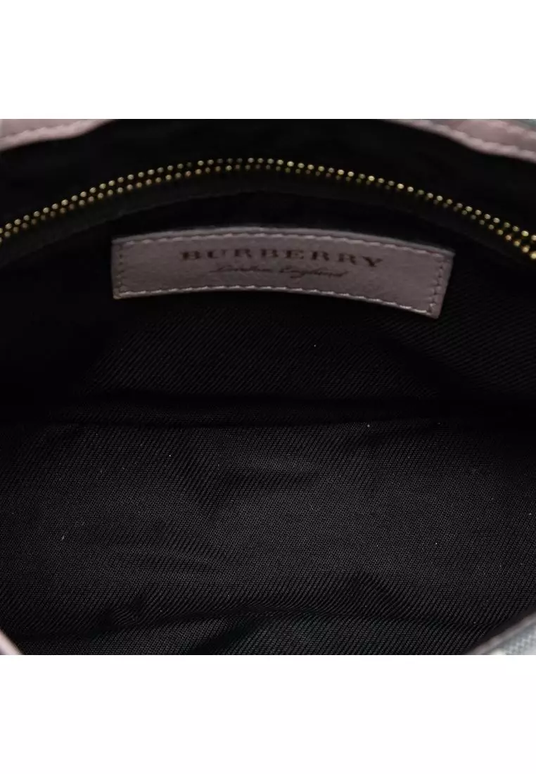 Pre-Loved Burberry Small Haymarket Check Nylon And Leather Dickens Crossbody