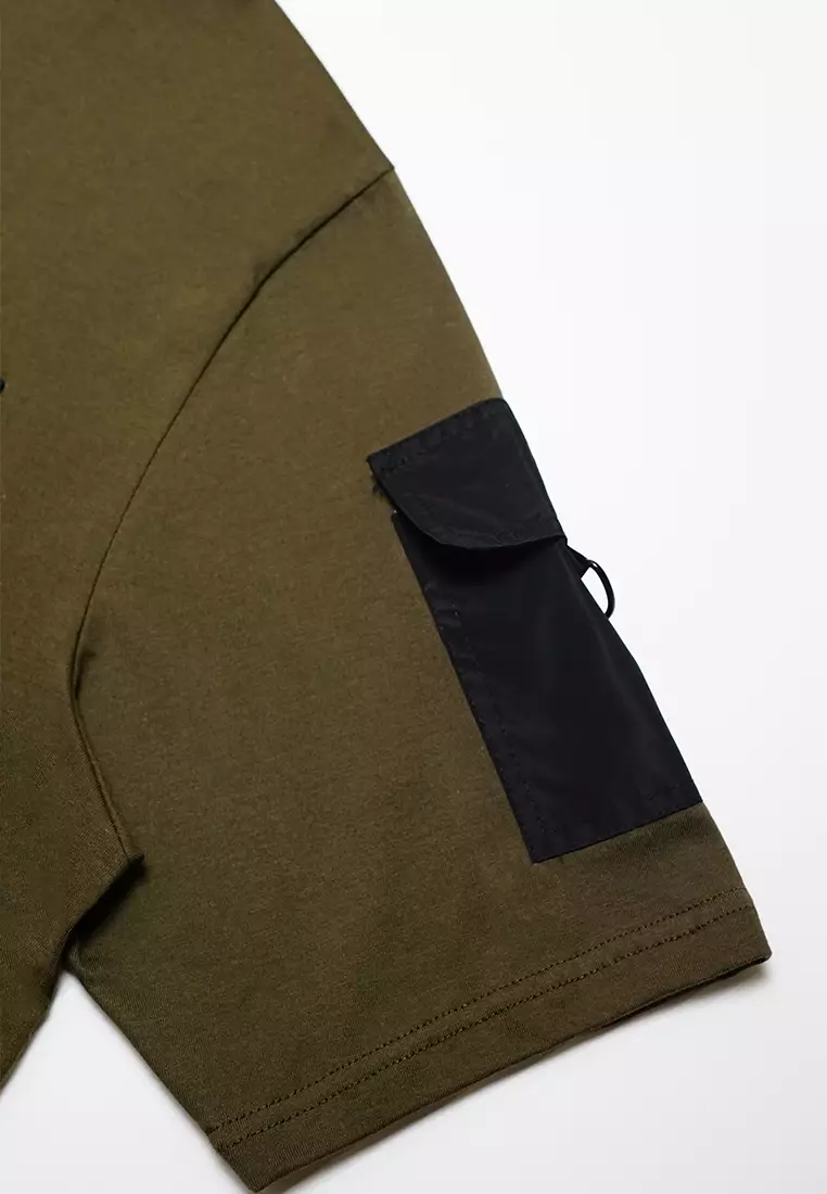 Ryusei Kaos Pria Oversize Boxy Tagashi Pocket Olive Green