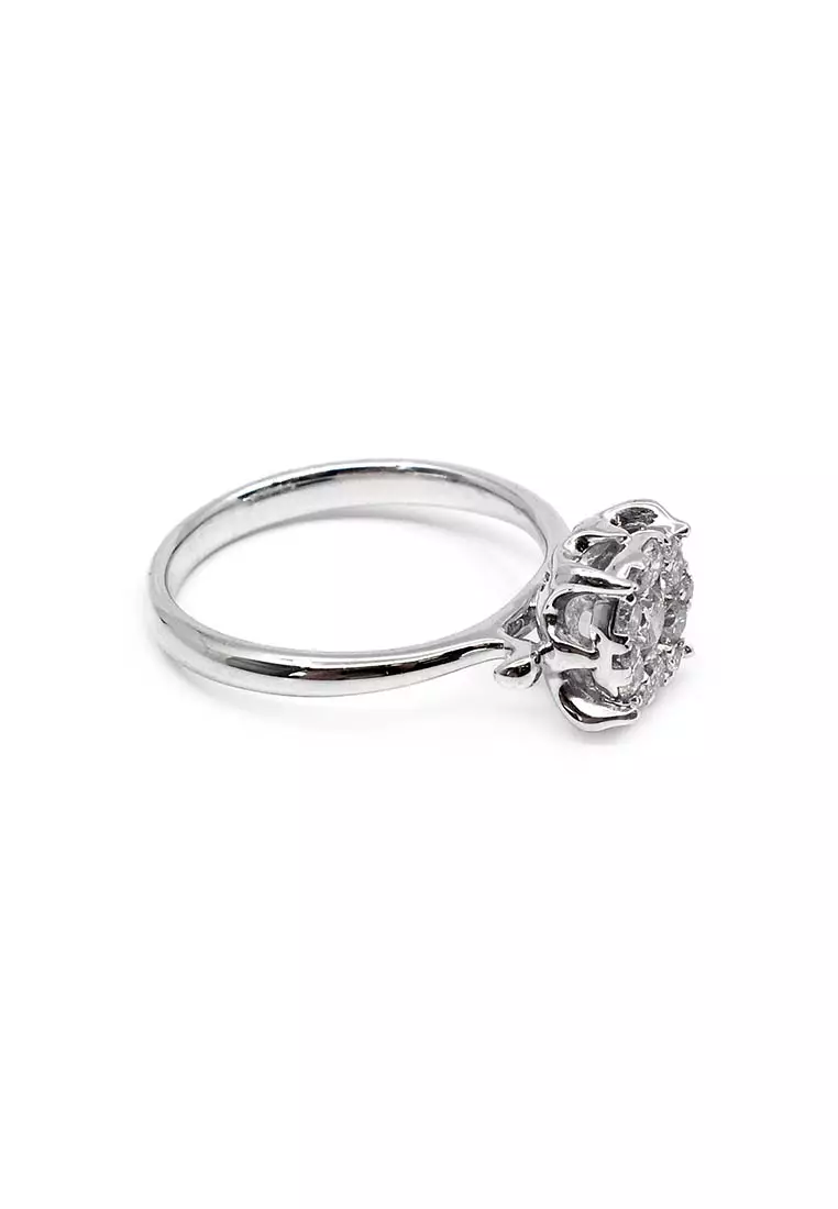 18K Italian Made White Gold Lady Ring with Diamonds
