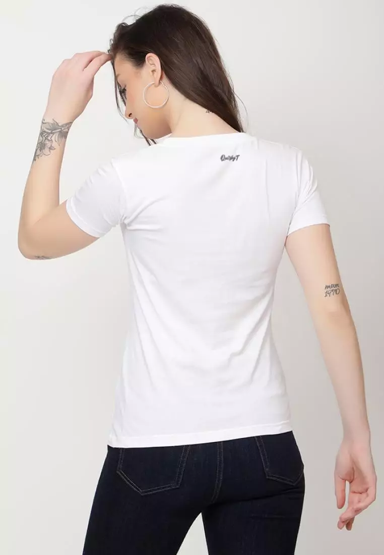 Street StyleLos Relaxed Short Sleeve Stylish White Cotton Casual Graphic Print Tee/TShirt