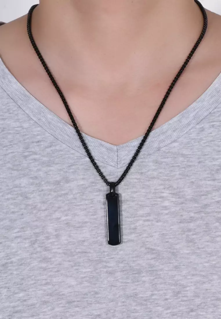 Titanium Steel Rectangular Bar Pendant Necklace JW GS-L205