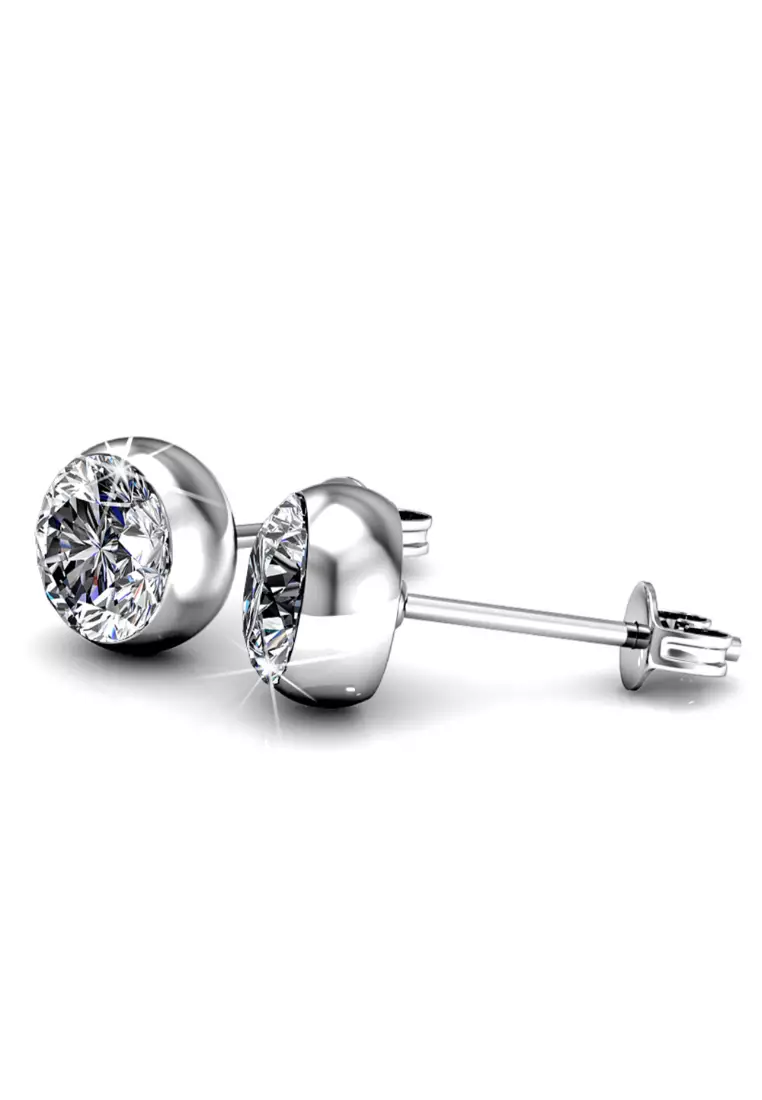 KRYSTAL COUTURE Opulence Earrings Embellished with SWAROVSKI® crystals-White Gold/Clear