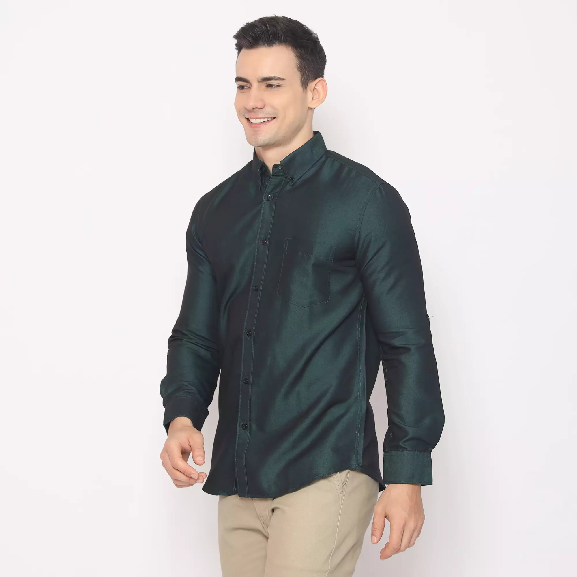 Platini Kemeja Pria Polos Lengan Panjang Soft Twill Blue 76007