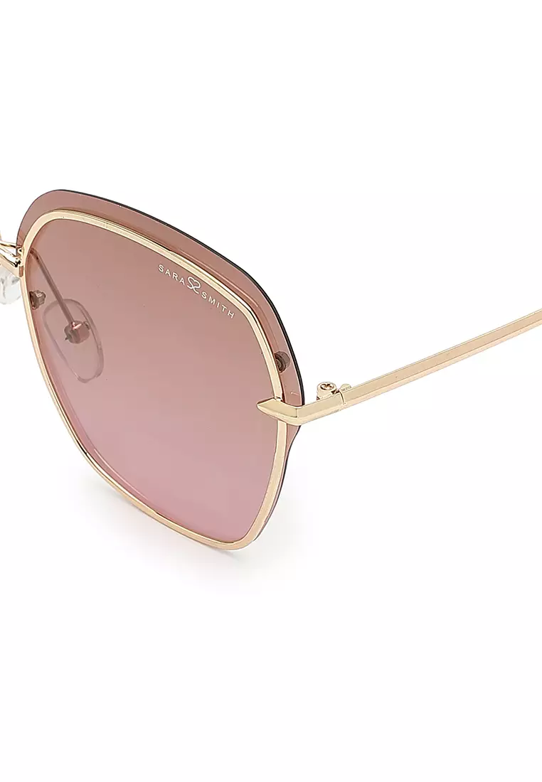 Unisex Polarized Square Sunglasses - Gold / Tea-Pink