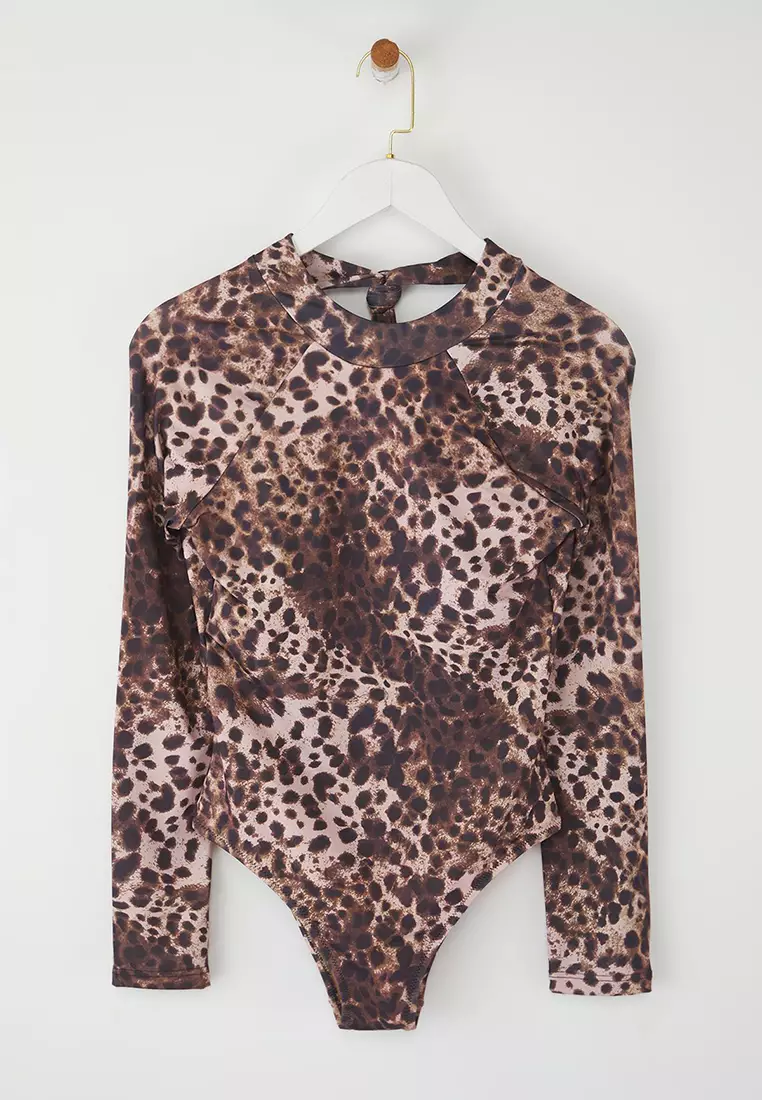 Leopard Pattern Surfer Backless Regular Swimsuit TBESS25MA00049