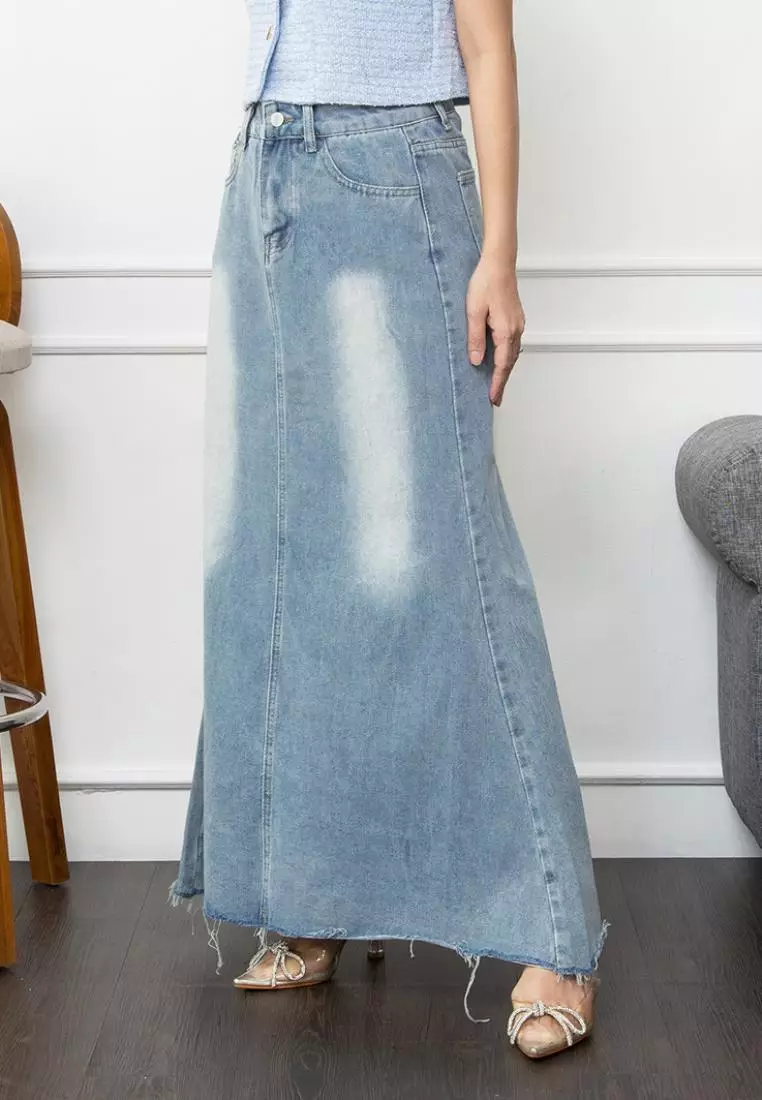 Deleza Skirt Unfinished in Light Blue