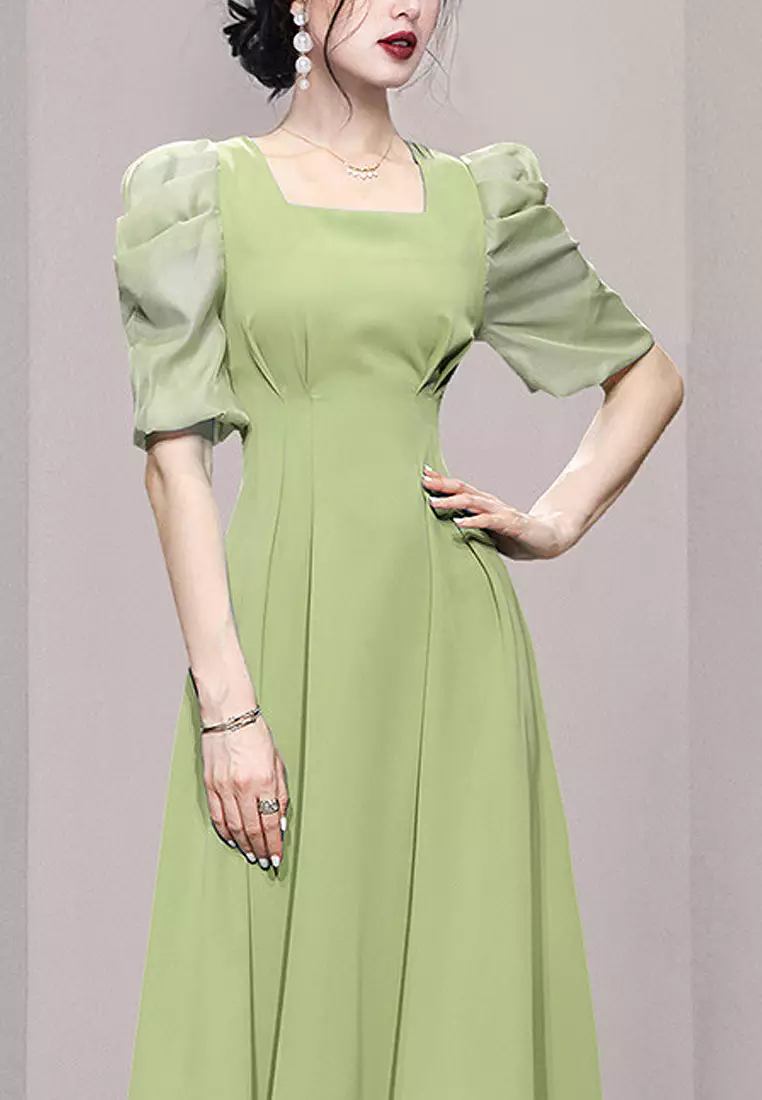 Buy Twenty Eight Shoes VANSA Slim Square Neck Puff Sleeve Dress VCW Bd3334 Online ZALORA Malaysia