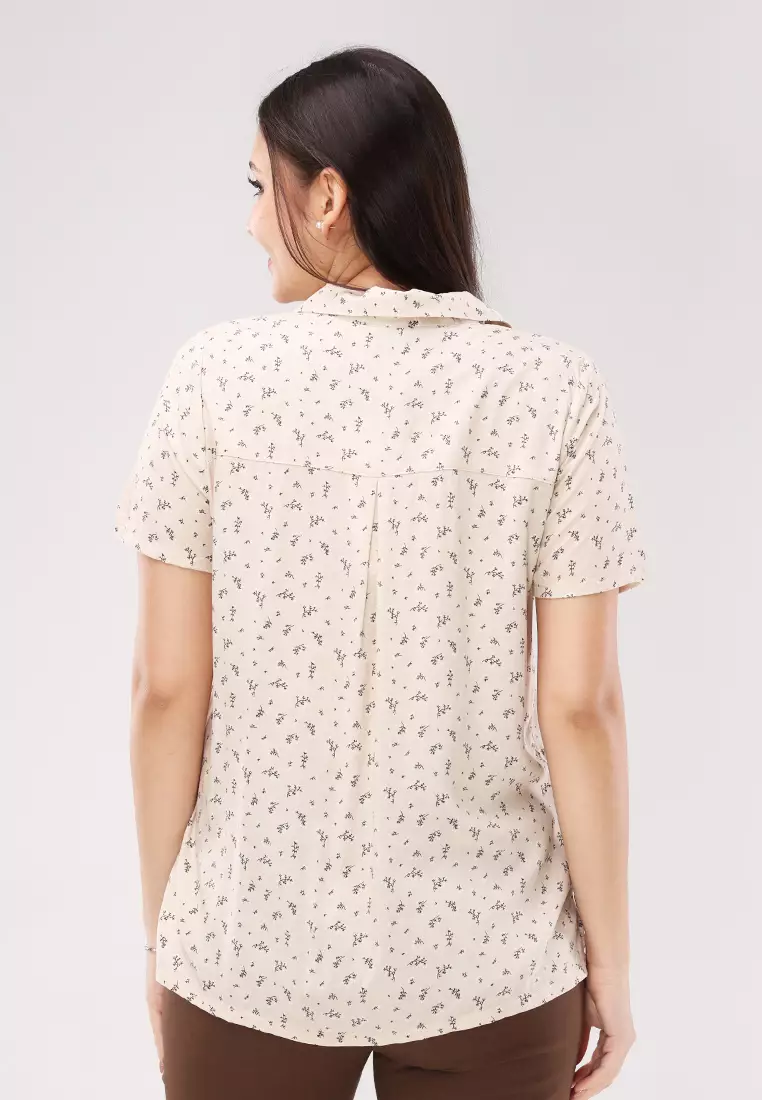 Woven Printed Rayon Short Sleeves Blouse