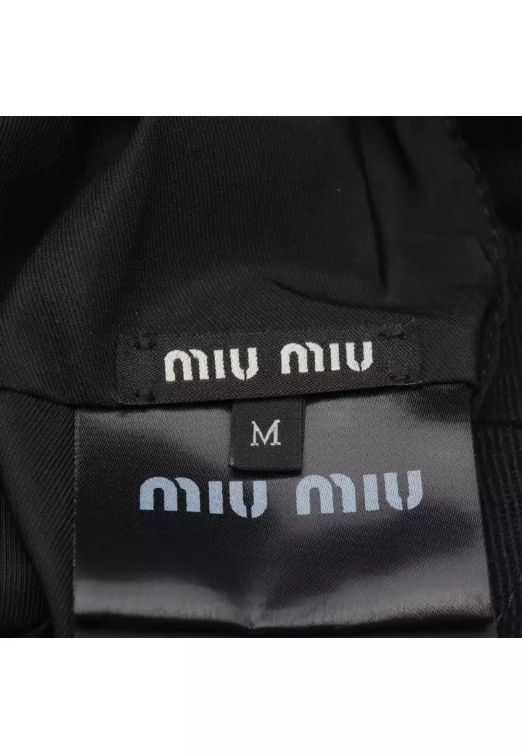 Pre-Loved MIU MIU bucket hat hat logo embroidery cotton black
