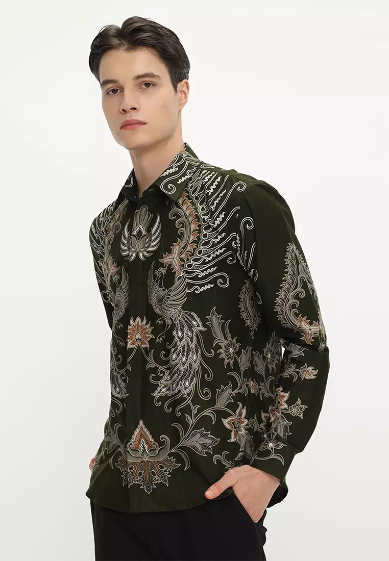 Kemeja Batik Pria Slimfit Pakubuwana - Sage