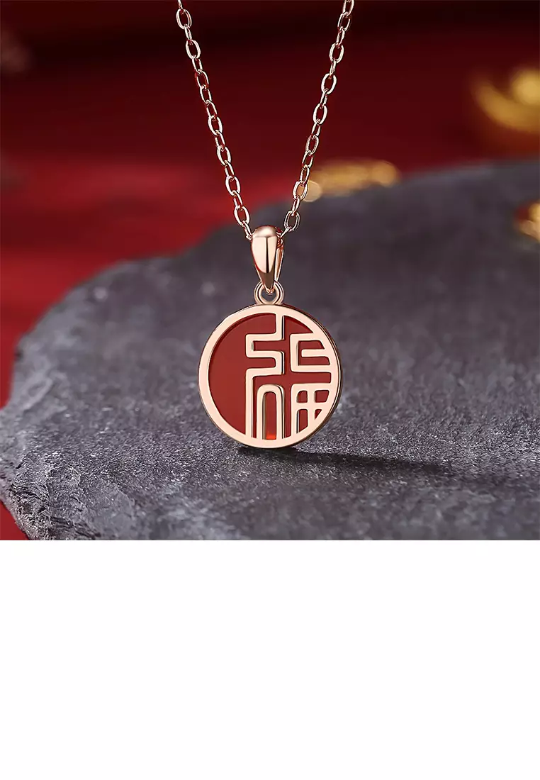 Chinese red top necklace