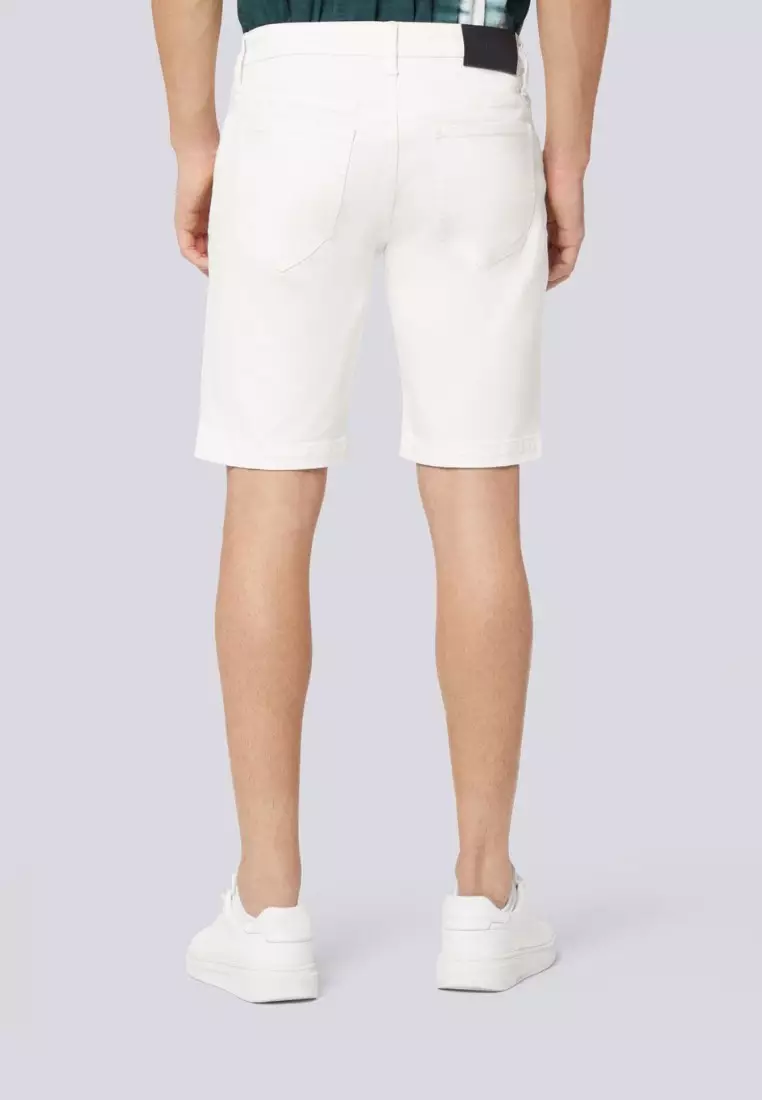 男裝復古破洞白色牛仔短褲