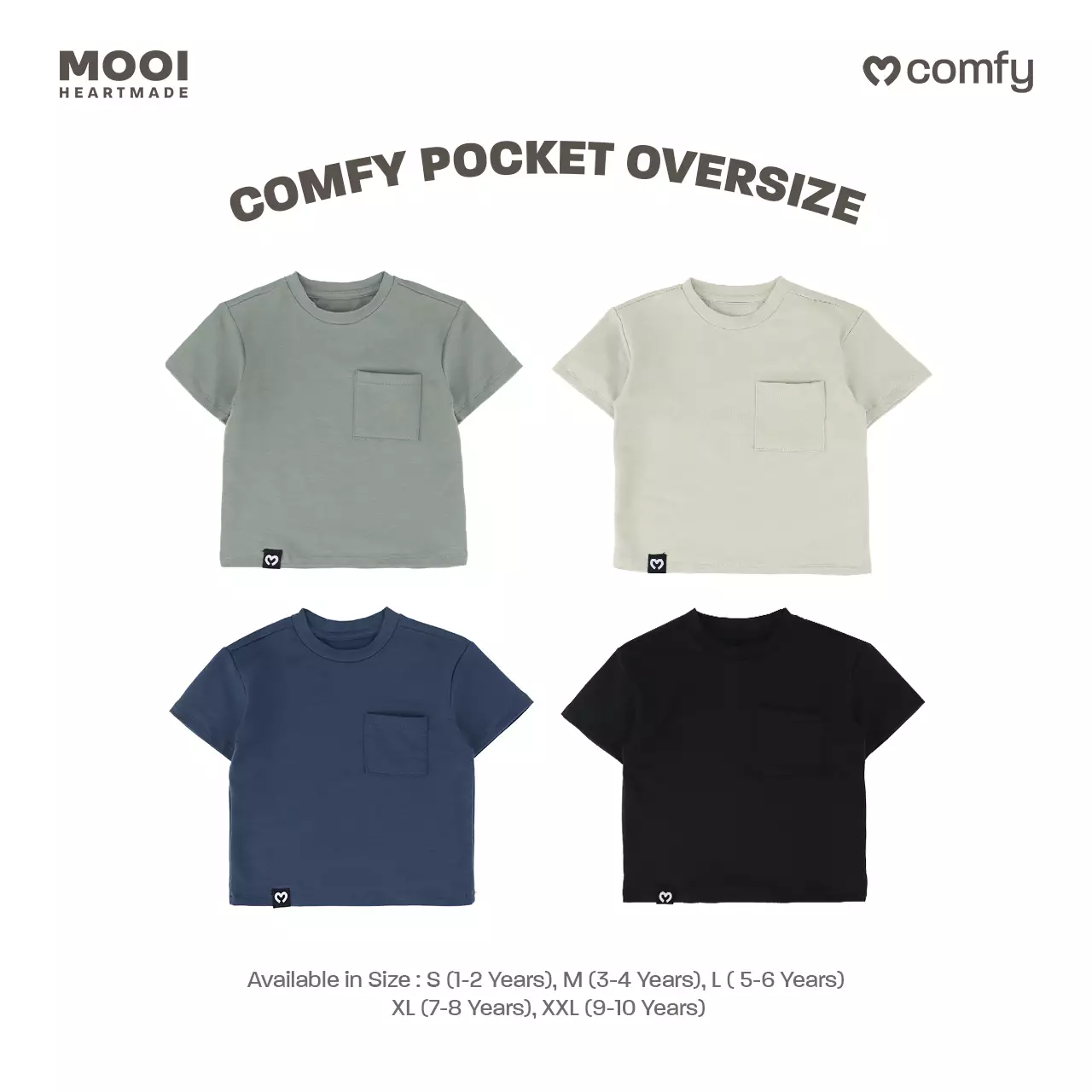 Mooi Kaos Anak Pocket Unisex Comfy Oversized T-Shirt Pocket Kids - Beige