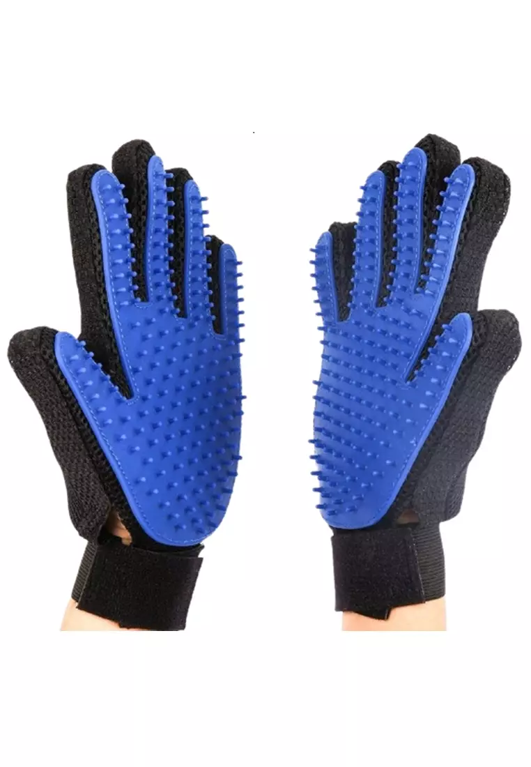 Decs Sarung Tangan Pijat Grooming Anjing Body Pet Soft Material Plastik ORIGINAL - Blue