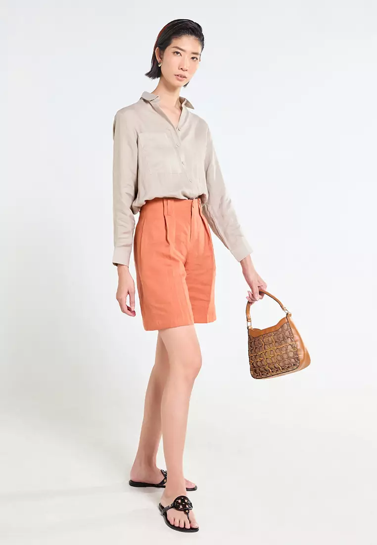 High-Waist Linen Shorts
