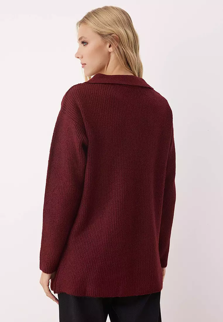 Claret Red Polo Neck Thessaloniki Knitwear Sweater
