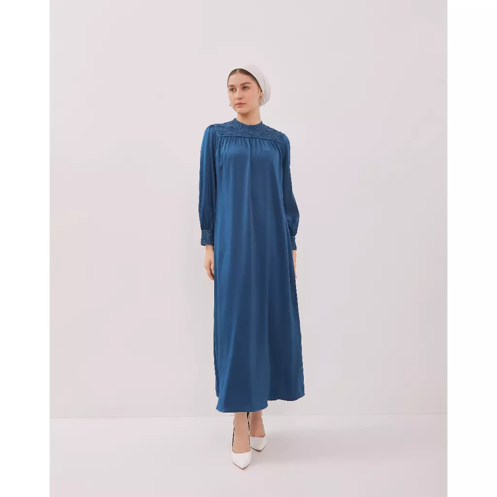 Urban Exchange Gamis Catrine Blue - Long Dress Abaya Biru Muslimah Lebaran