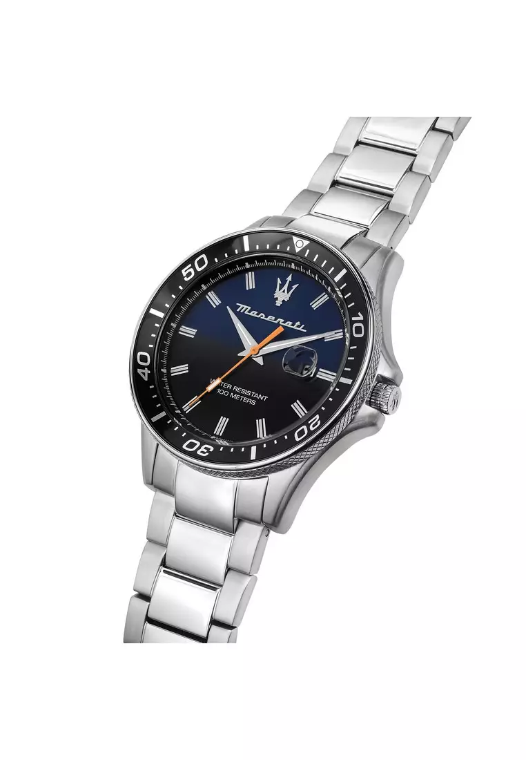 【2 Years Warranty】Maserati Sfida 44mm Blue Dial Men's Quartz Watch R8853140001 With Luminous Dial Hands