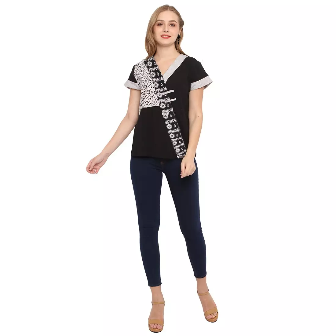 Blouse Batik Wanita - Bhatara Batik Melissa - Atasan Batik Modern Lengan Pendek