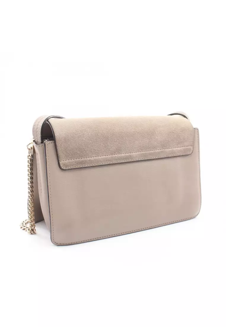 Pre-Loved Chloé Faye Shoulder bag leather suede Gray brown
