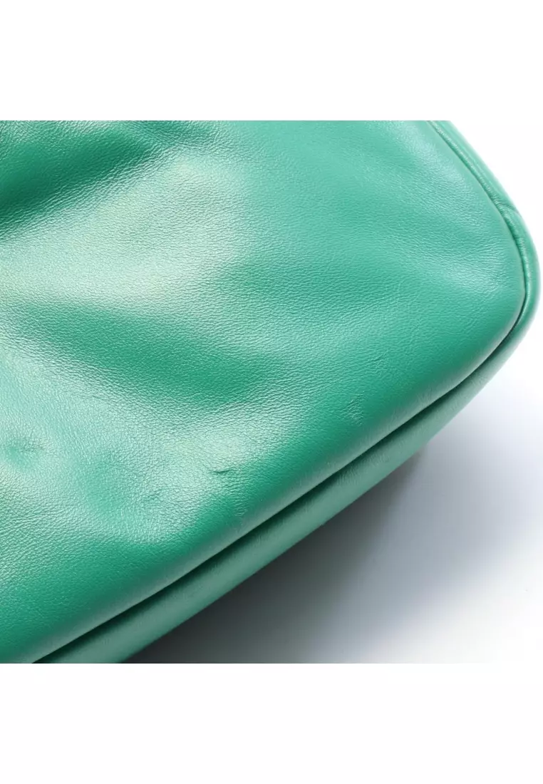 Pre-Loved Prada Re-Edition 2006 embroidery drill DRILL RIAMO FI chain shoulder bag leather green 2WAY