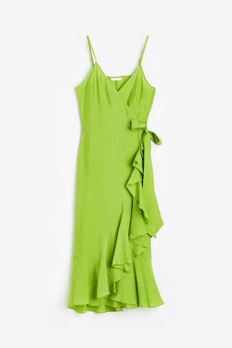 Flounce-trimmed wrap dress