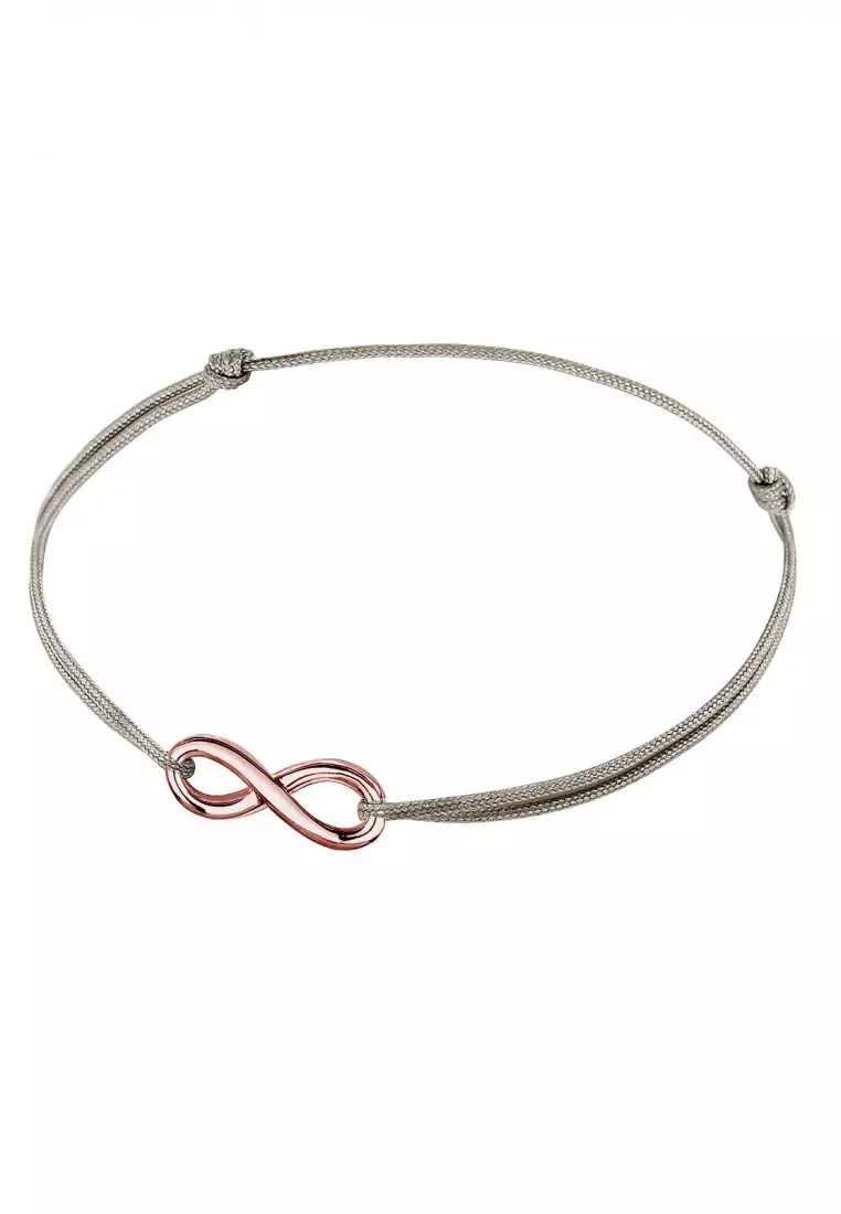 Gelang Perhiasan Perak 925 Wanita Infinity Nylon Rosegold Plated