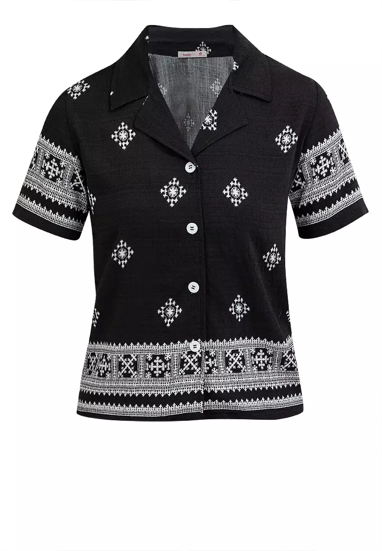 Alma Cenefa Print Button Down Filipiniana Shirt