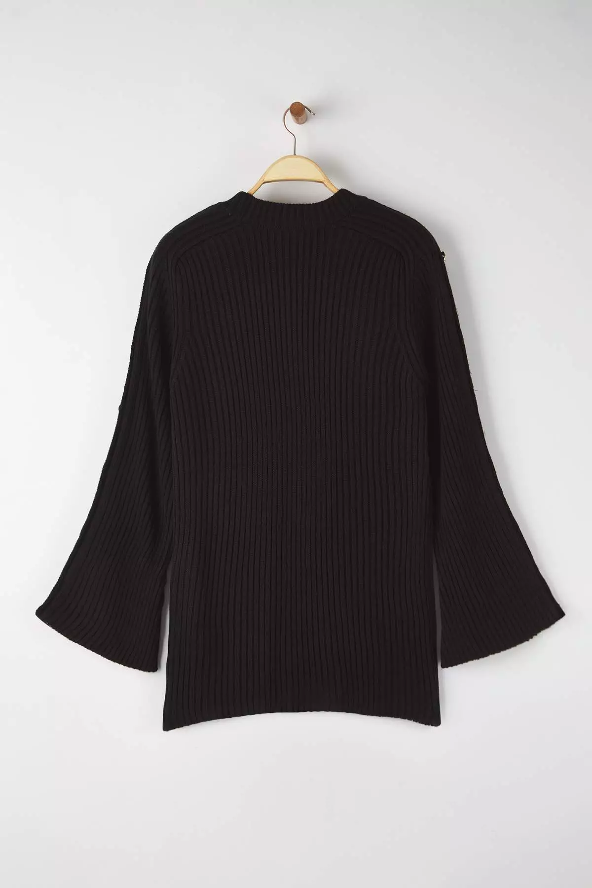 Black Flare Sleeve Detailed Knitwear Sweater