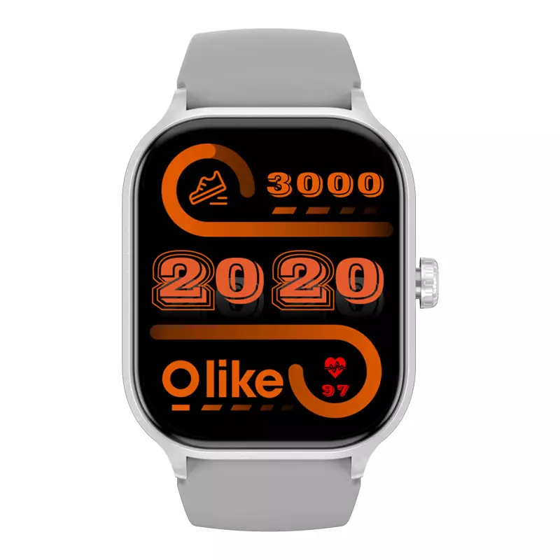 Jam Tangan Pria Olike Zenith W15 Smartwatch Digital Dial Grey Rubber Strap