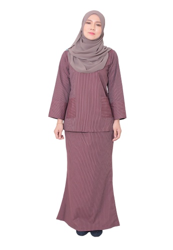 Buy Baju Kurung Camelia from AALIA in Red and Brown at Zalora