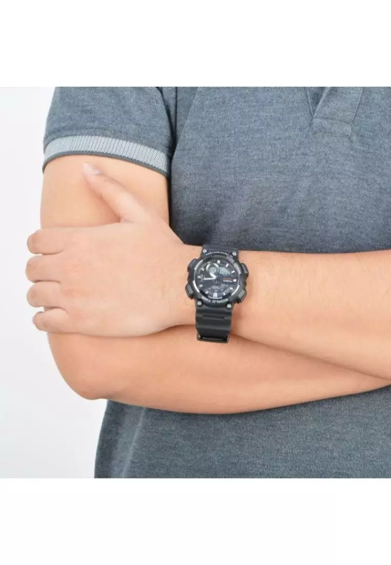 Men's Analog-Digital Watch AEQ-110W-1AV Black Resin Band Sport Watch