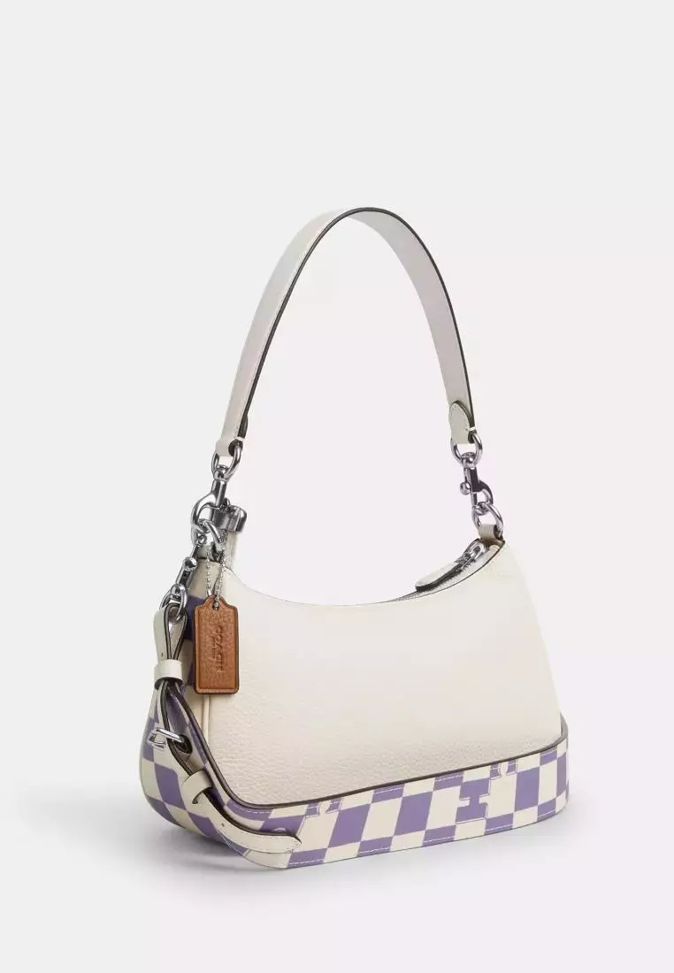 Coach Teri Shoulder Bag With Checkerboard Print Light Violet Chalk