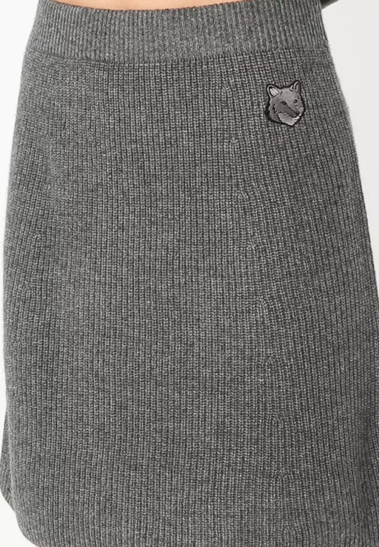 Maison Kitsune Bold Fox Head Patch Short Ribbed Skirt (nt
