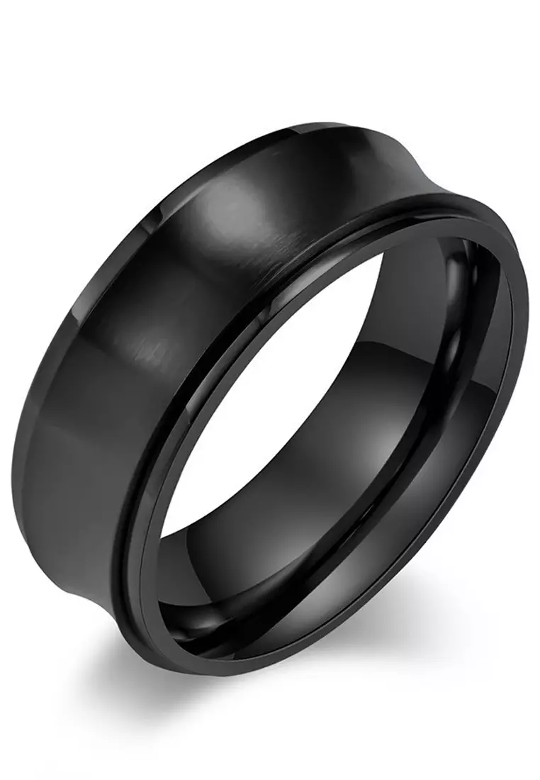 型男凹弧鈦鋼介子戒子