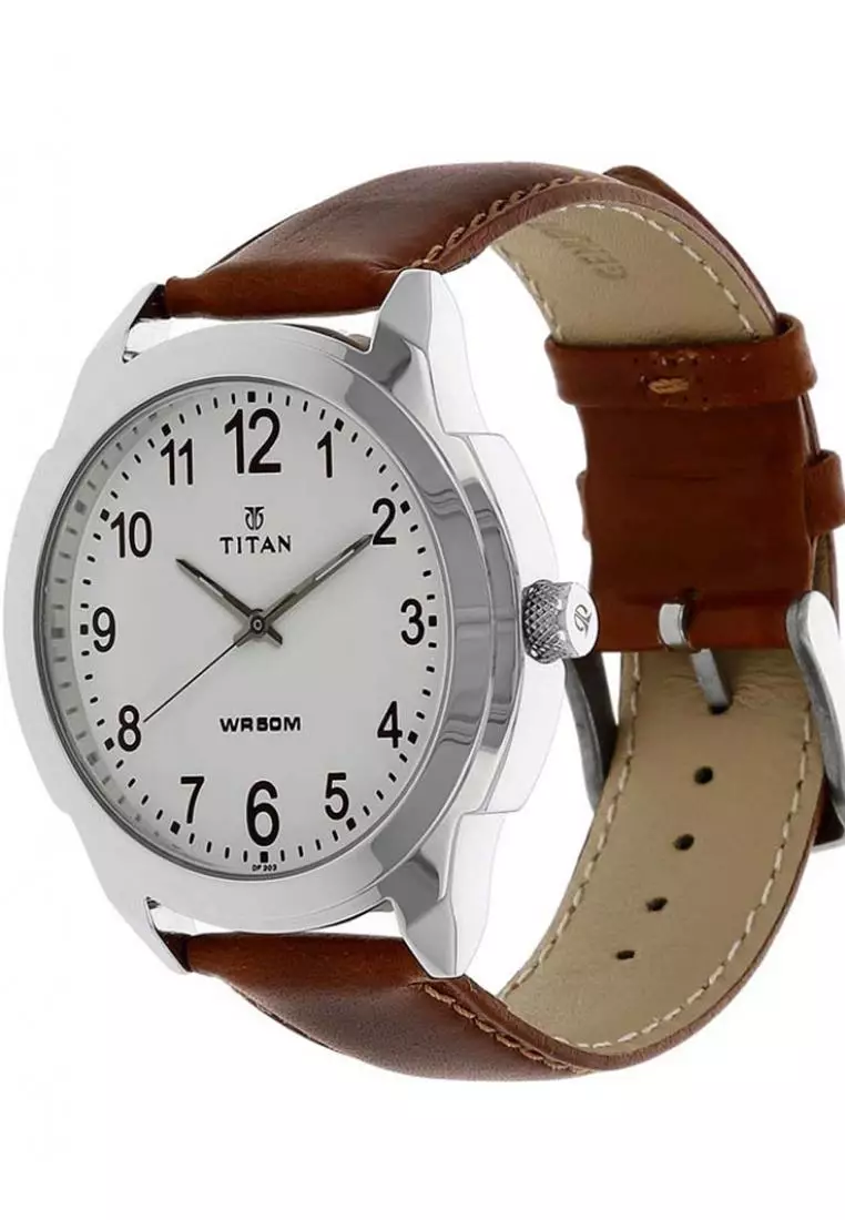 Titan mens analogue leather on sale watch