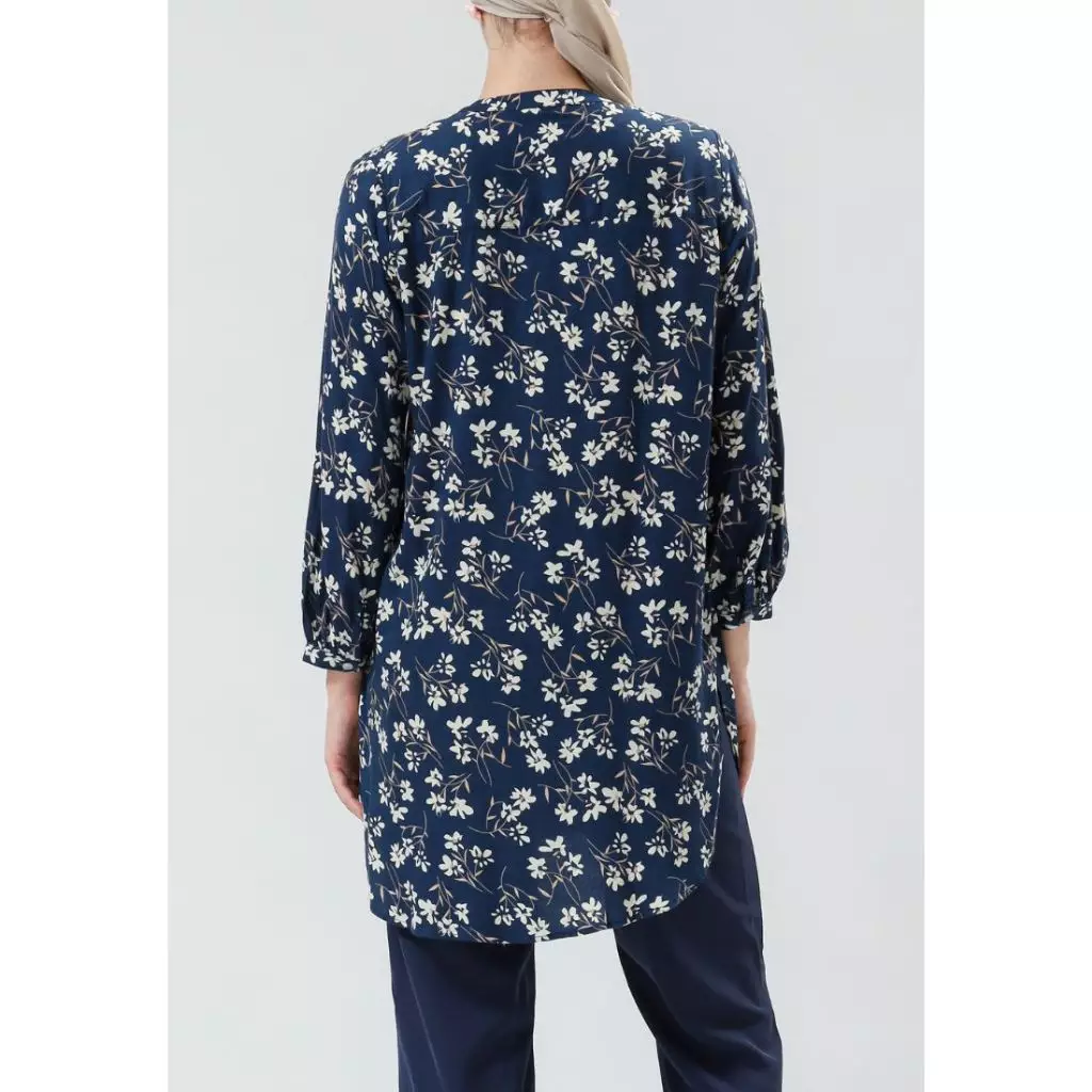 Urban Exchange Wendy Navy Shirt Printed - Atasan Tunik Rayon Kasual