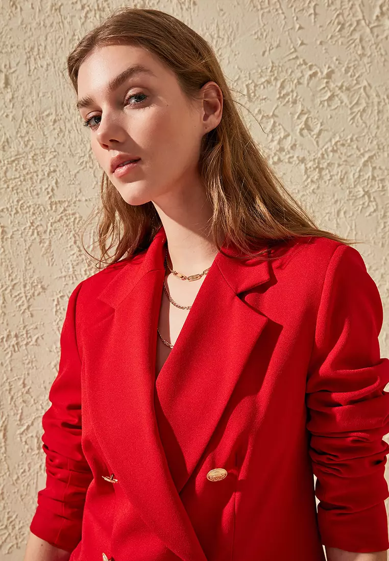 Red gold sales button blazer