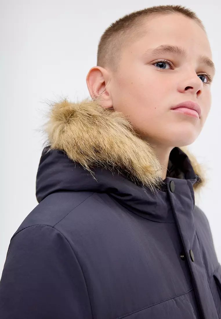 Anorak With Shearling-Effect Hood