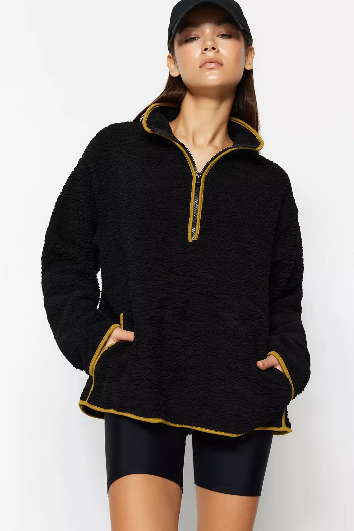 Buy Trendyol Black Plush Sports Sweatshirt 2024 Online