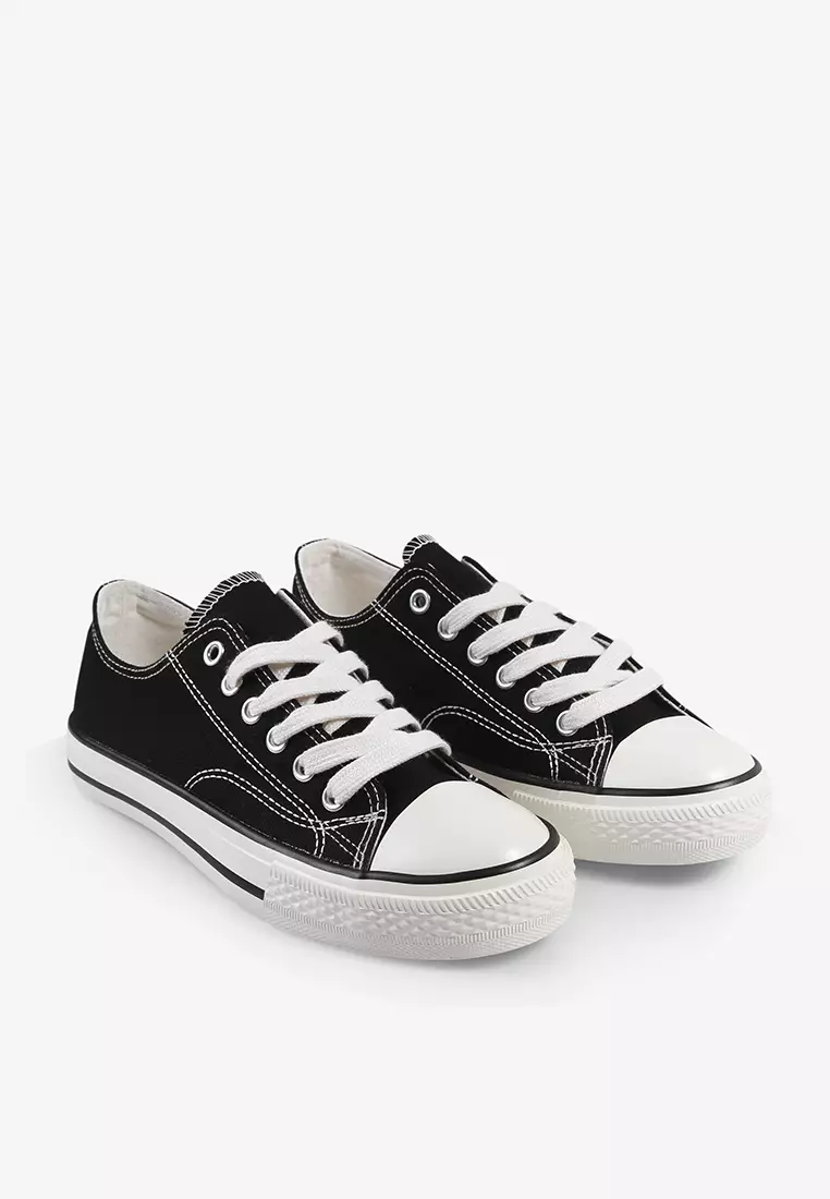 Sepatu Sekolah Anak BTS Sneakers Hitam Putih Unisex Anti Slip T.Corner 01