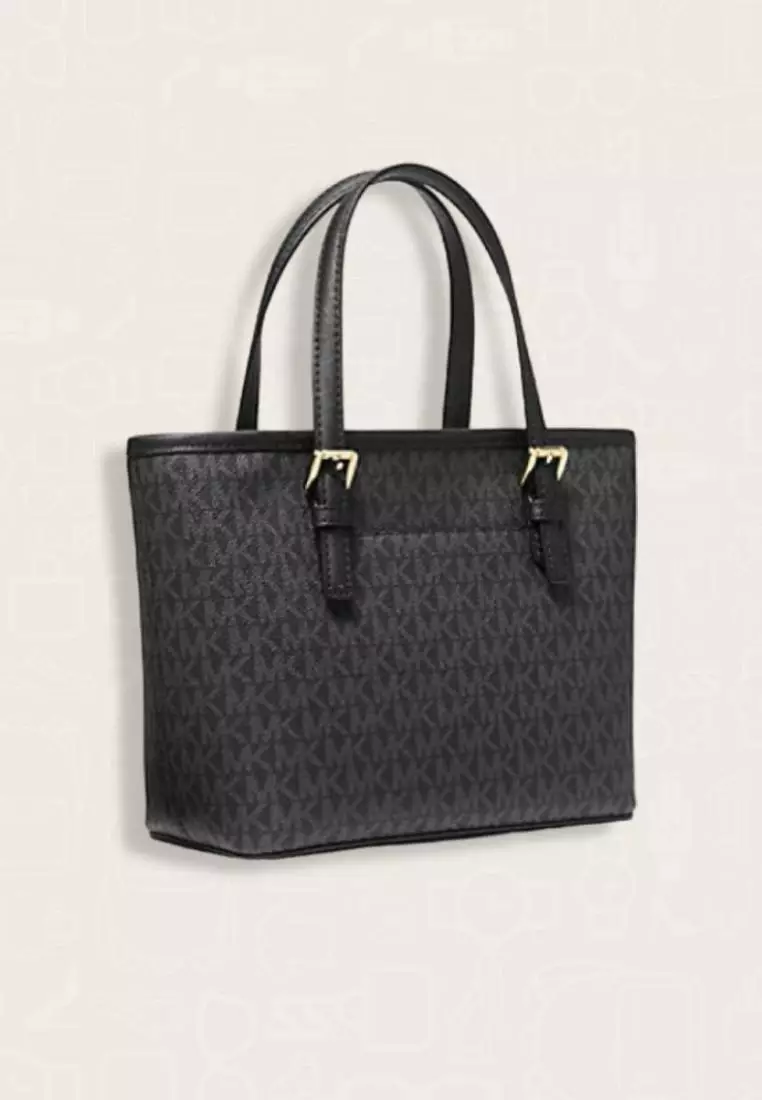 Michael Kors Jet Set Travel Extra-Small Logo Top-Zip Tote Bag Black