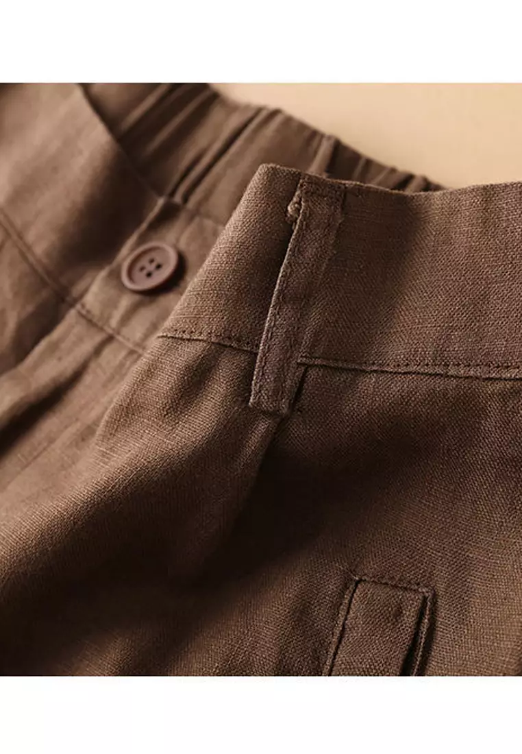 Loose Straight Cotton-flax Cropped Shorts RZ9112